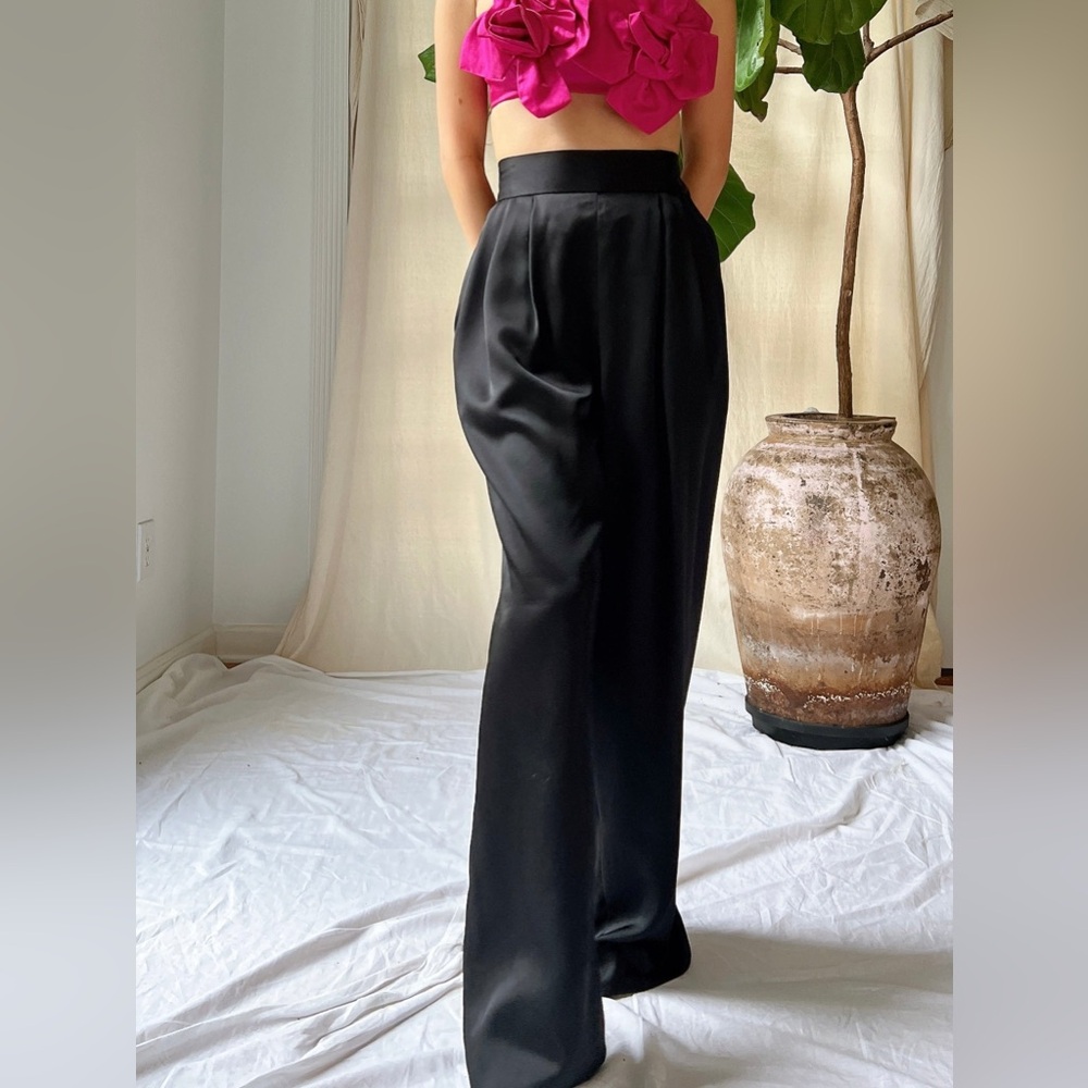 Vintage Black Silk-like Trouser Pants